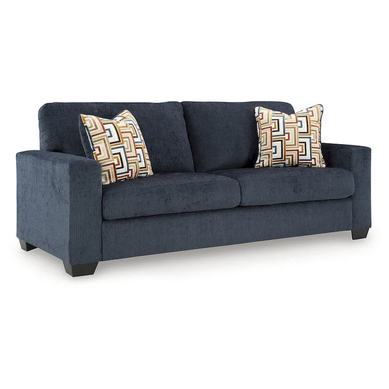 Queen Sofa Sleeper with Bold Upholstery & Accent Pillows - 85W x 37D x 37H