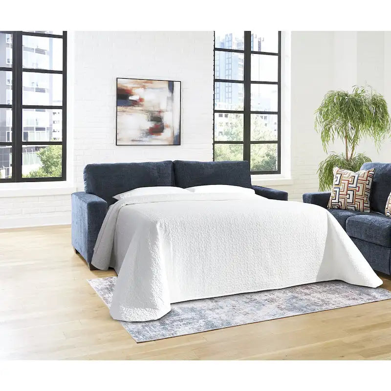 Queen Sofa Sleeper with Bold Upholstery & Accent Pillows - 85W x 37D x 37H