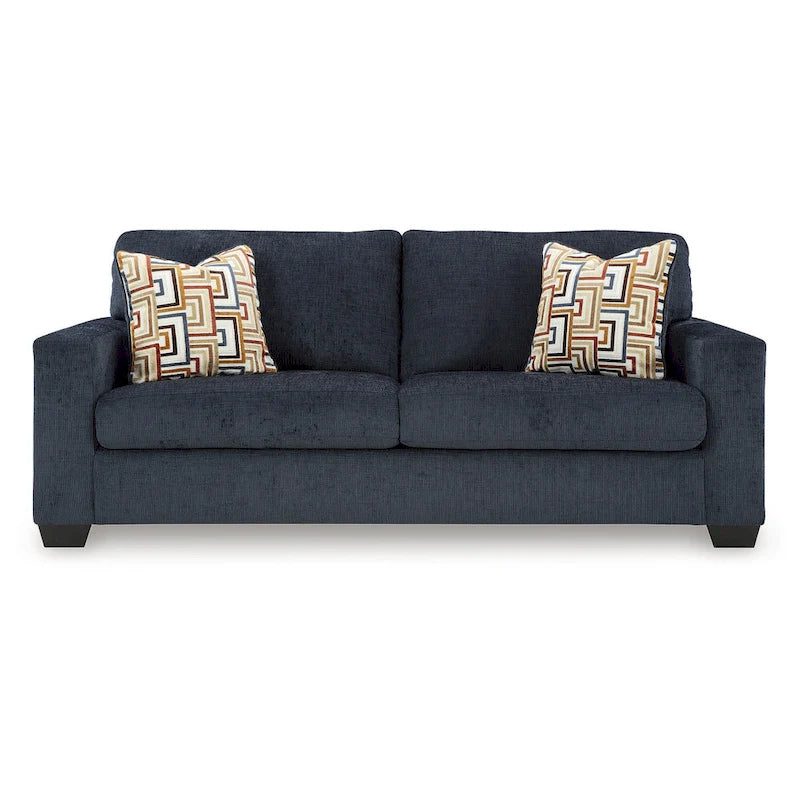 Queen Sofa Sleeper with Bold Upholstery & Accent Pillows - 85W x 37D x 37H