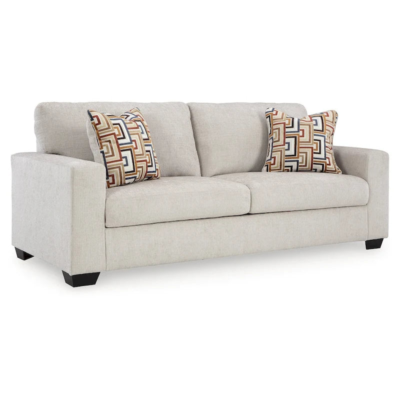 Queen Sofa Sleeper with Bold Upholstery & Accent Pillows - 85W x 37D x 37H