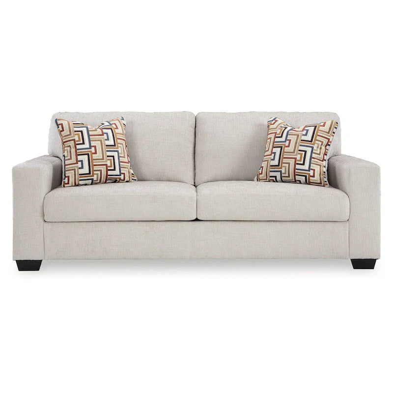 Queen Sofa Sleeper with Bold Upholstery & Accent Pillows - 85W x 37D x 37H
