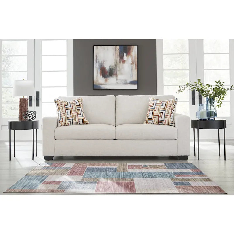 Queen Sofa Sleeper with Bold Upholstery & Accent Pillows - 85W x 37D x 37H