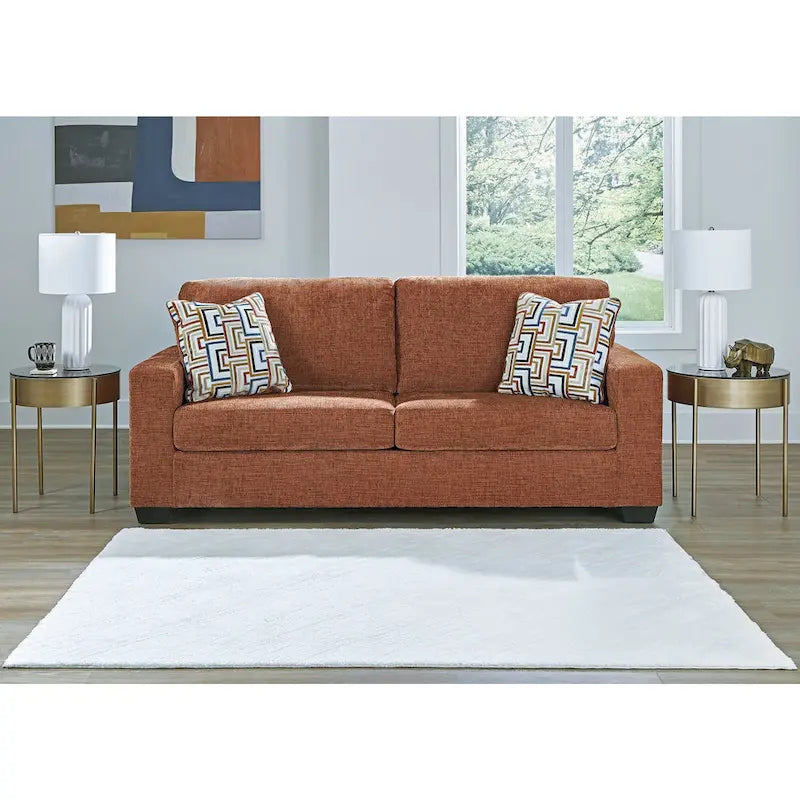 Queen Sofa Sleeper with Bold Upholstery & Accent Pillows - 85W x 37D x 37H