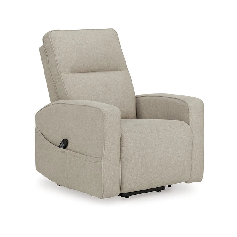 Power Lift Recliner Chair, Smoke Polyester, Heat & Massage
