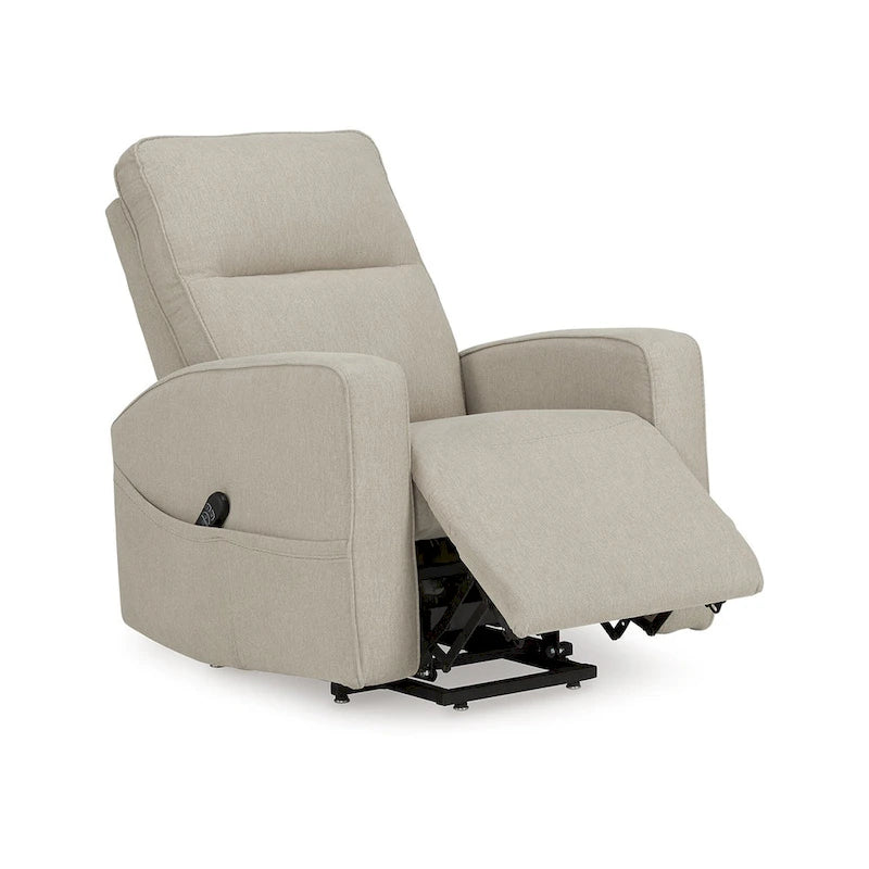 Power Lift Recliner Chair, Smoke Polyester, Heat & Massage