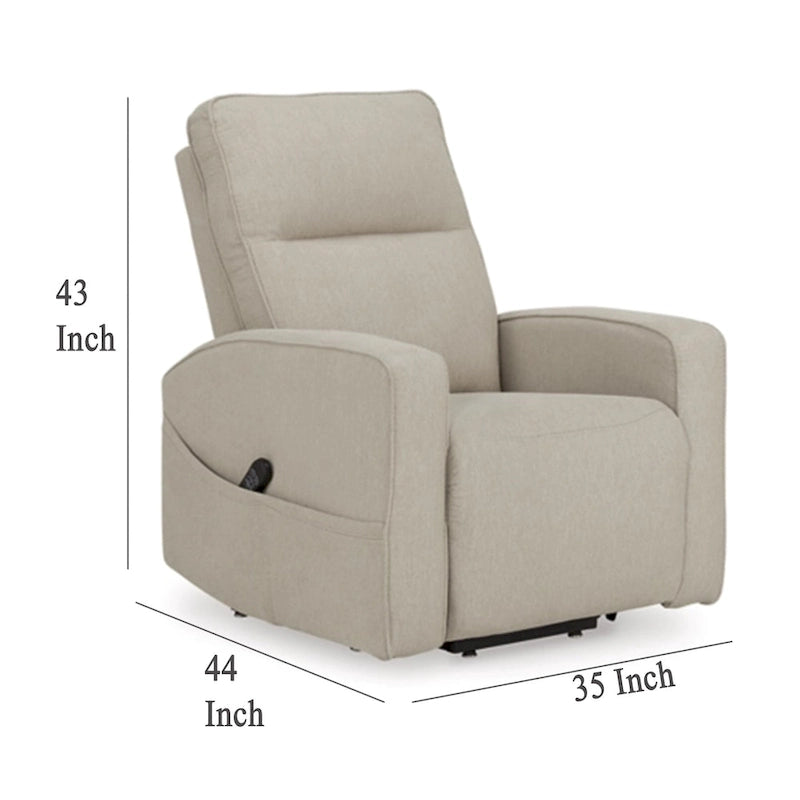 Power Lift Recliner Chair, Smoke Polyester, Heat & Massage