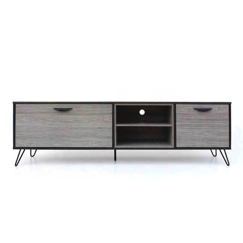 TV Media Entertainment Console Cabinet, 2 Shelves, Gray 71 Inch