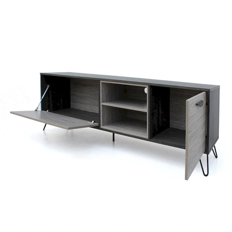 TV Media Entertainment Console Cabinet, 2 Shelves, Gray 71 Inch