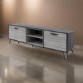 TV Media Entertainment Console Cabinet, 2 Shelves, Gray 71 Inch