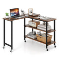 360° Rotating Sofa Side Table, Mobile L-Shaped Laptop Table