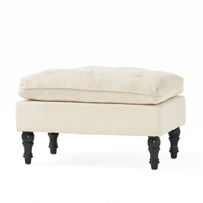 Modern Tufted Fabric Pillow Top Ottoman