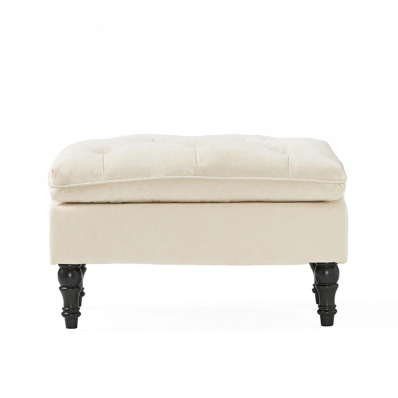 Modern Tufted Fabric Pillow Top Ottoman
