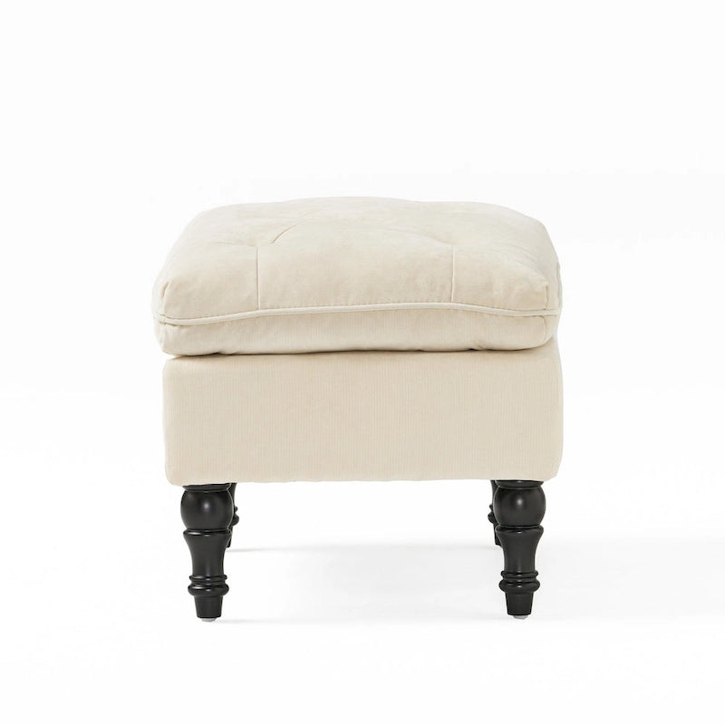 Modern Tufted Fabric Pillow Top Ottoman
