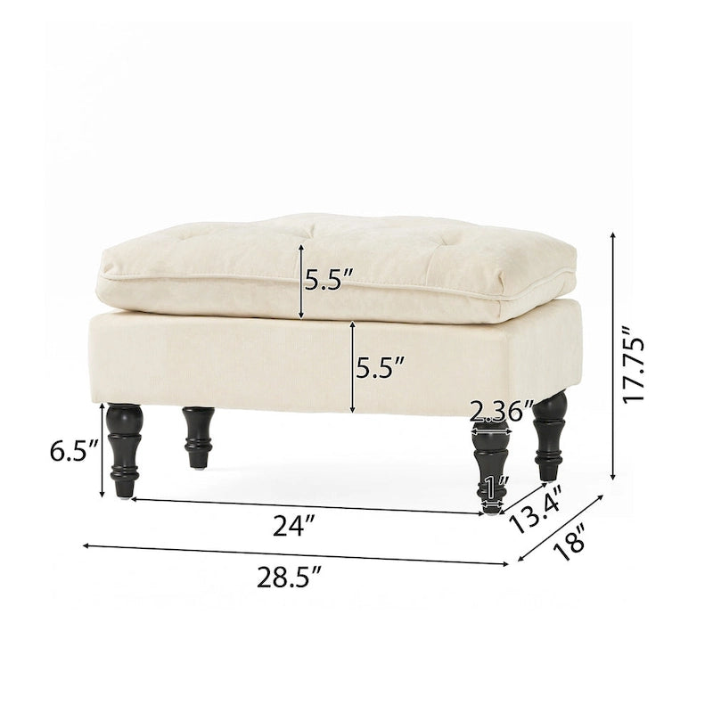 Modern Tufted Fabric Pillow Top Ottoman