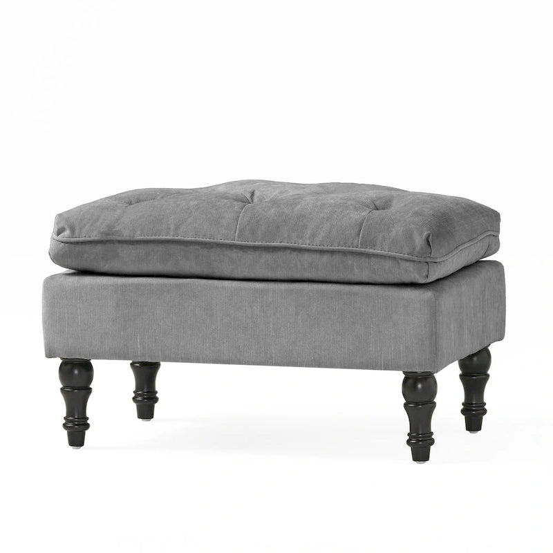 Modern Tufted Fabric Pillow Top Ottoman