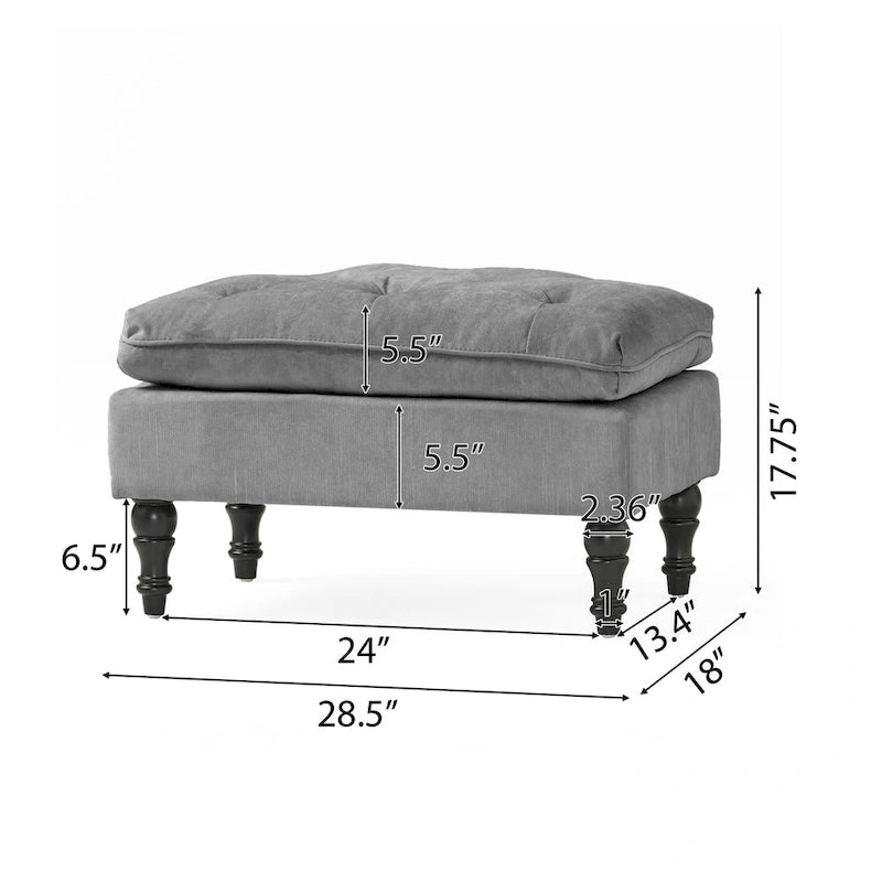 Modern Tufted Fabric Pillow Top Ottoman