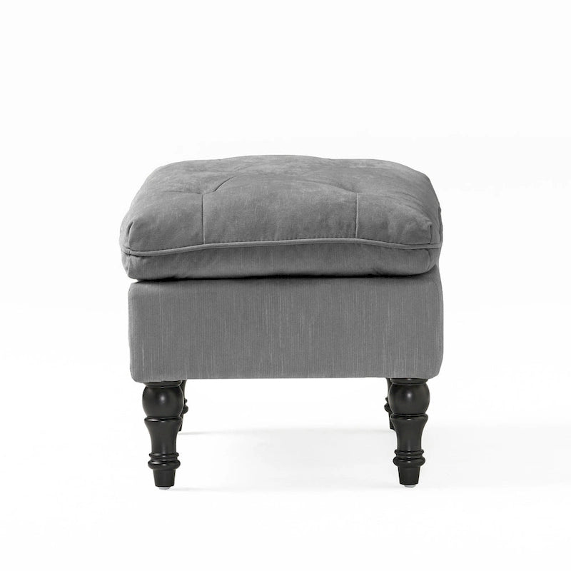 Modern Tufted Fabric Pillow Top Ottoman