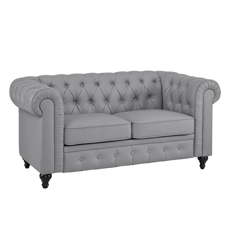 Chesterfield Loveseat - Mid-Century Modern, Button Tufted