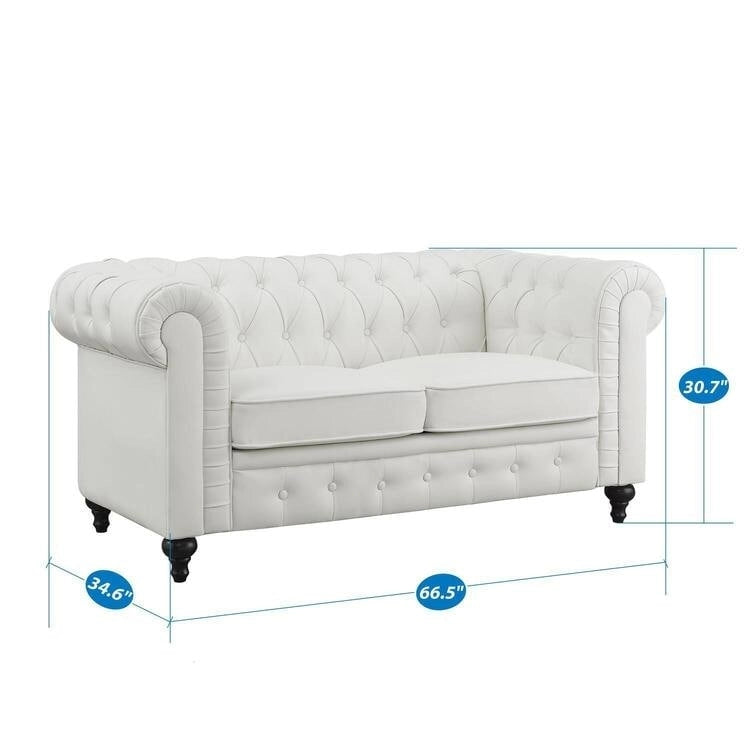 Chesterfield Loveseat - Mid-Century Modern, Button Tufted
