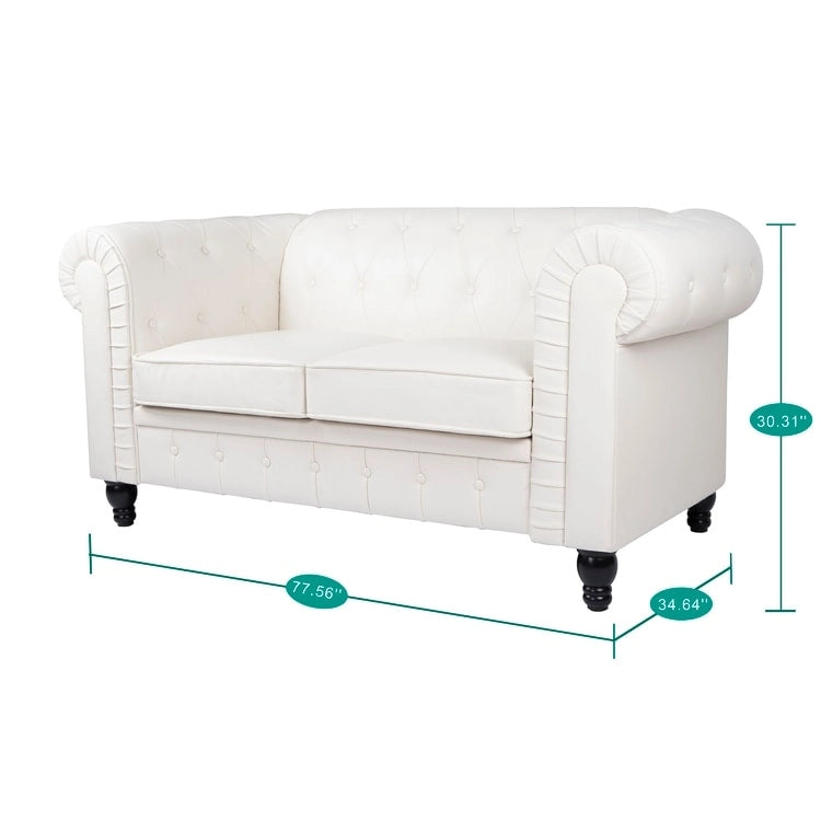 Chesterfield Loveseat - Mid-Century Modern, Button Tufted