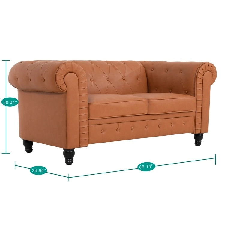 Chesterfield Loveseat - Mid-Century Modern, Button Tufted