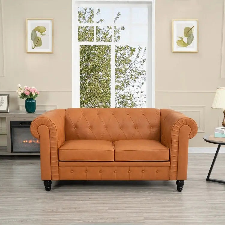 Chesterfield Loveseat - Mid-Century Modern, Button Tufted
