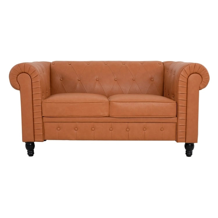 Chesterfield Loveseat - Mid-Century Modern, Button Tufted