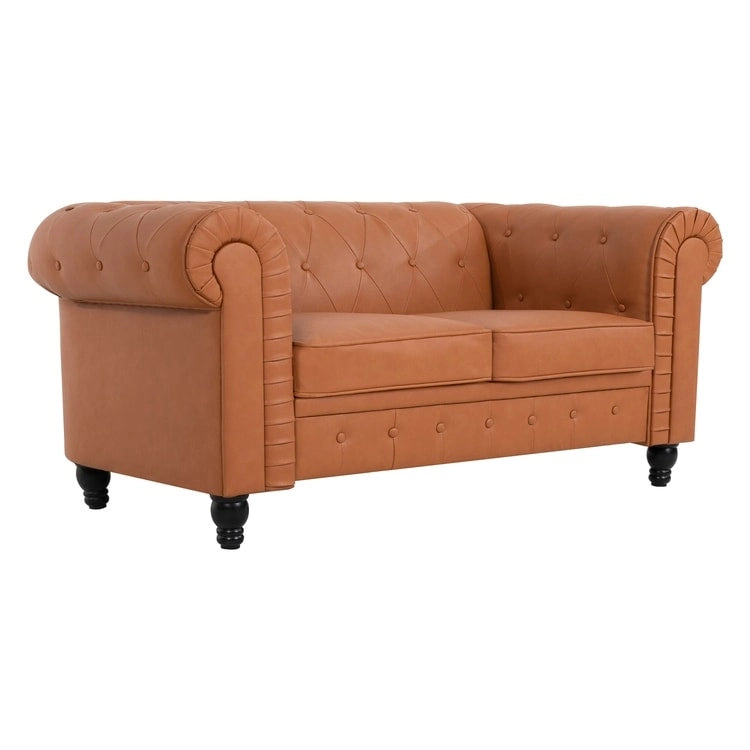 Chesterfield Loveseat - Mid-Century Modern, Button Tufted