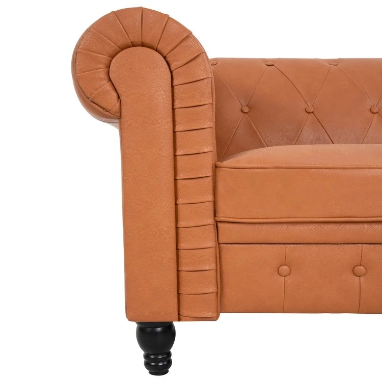 Chesterfield Loveseat - Mid-Century Modern, Button Tufted