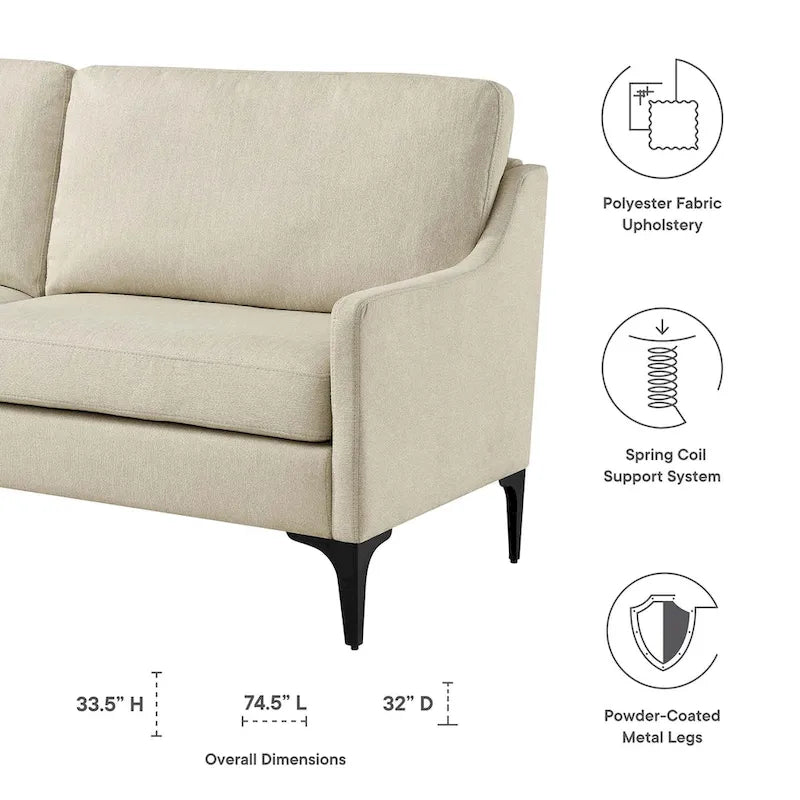 Mid-Century Modern Upholstered Fabric Sofa