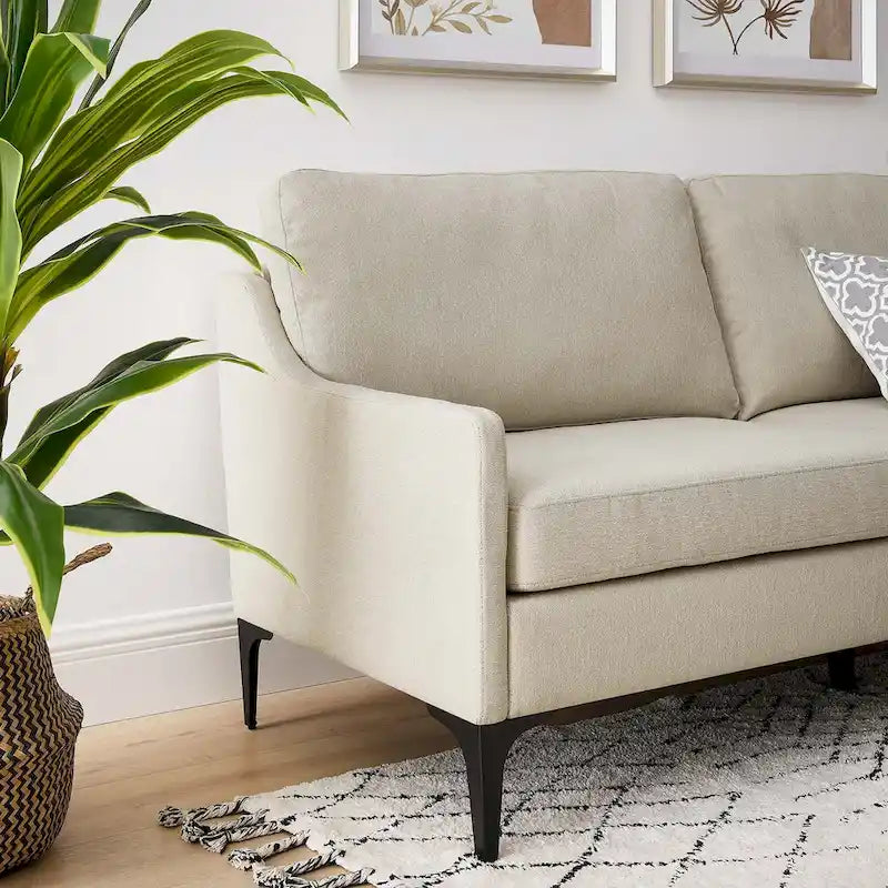 Mid-Century Modern Upholstered Fabric Sofa