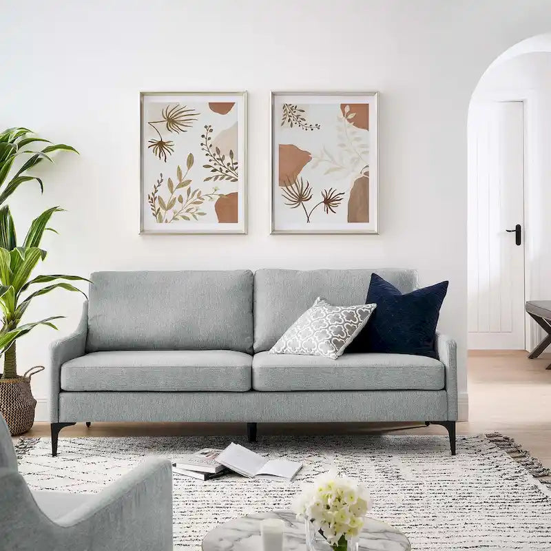 Mid-Century Modern Upholstered Fabric Sofa