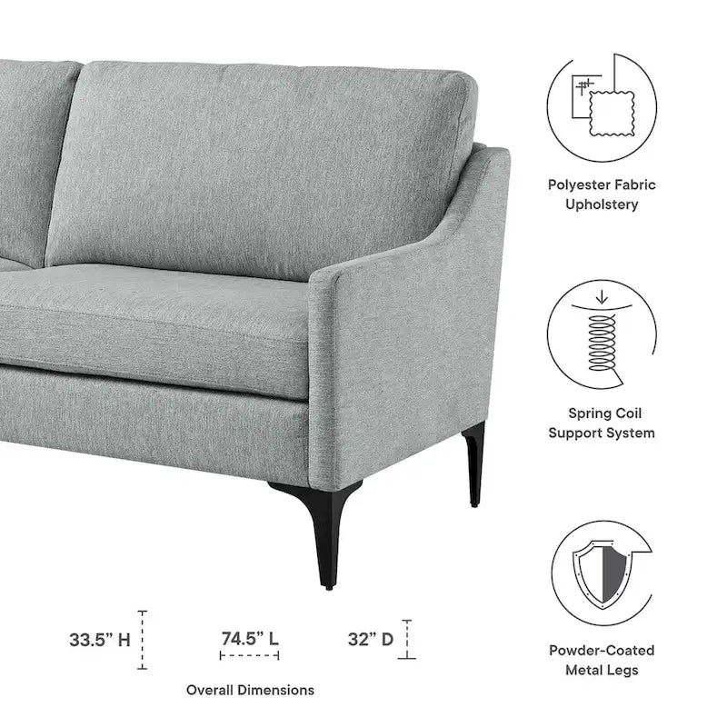 Mid-Century Modern Upholstered Fabric Sofa