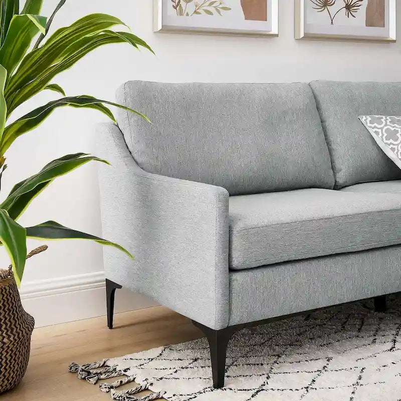 Mid-Century Modern Upholstered Fabric Sofa