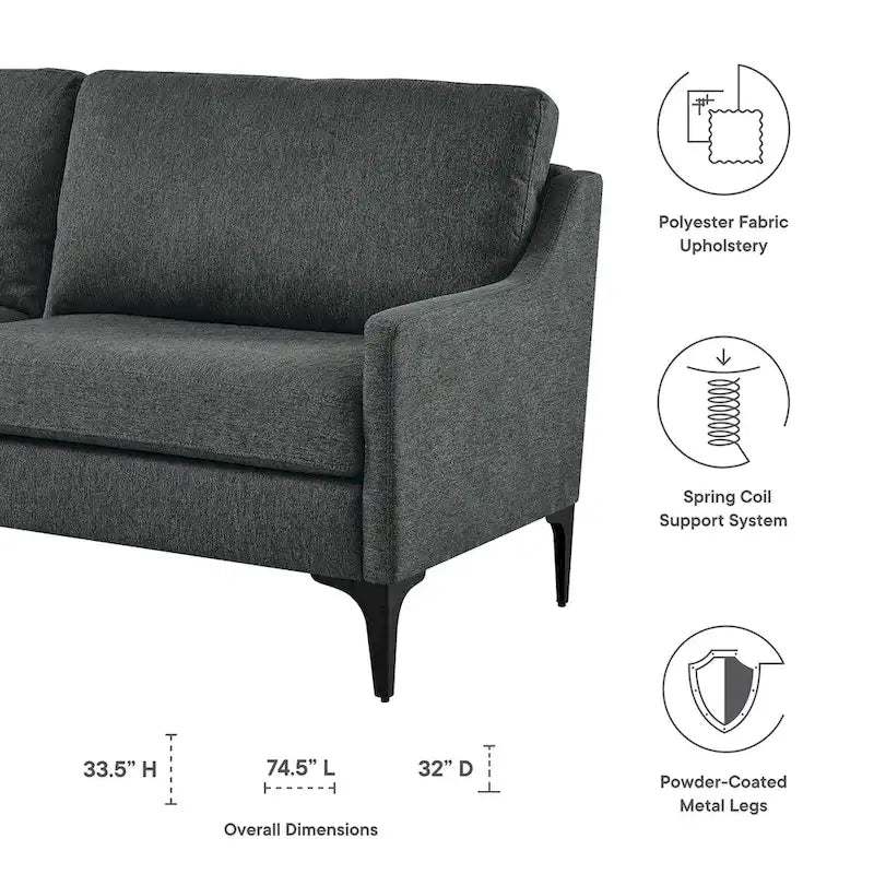 Mid-Century Modern Upholstered Fabric Sofa