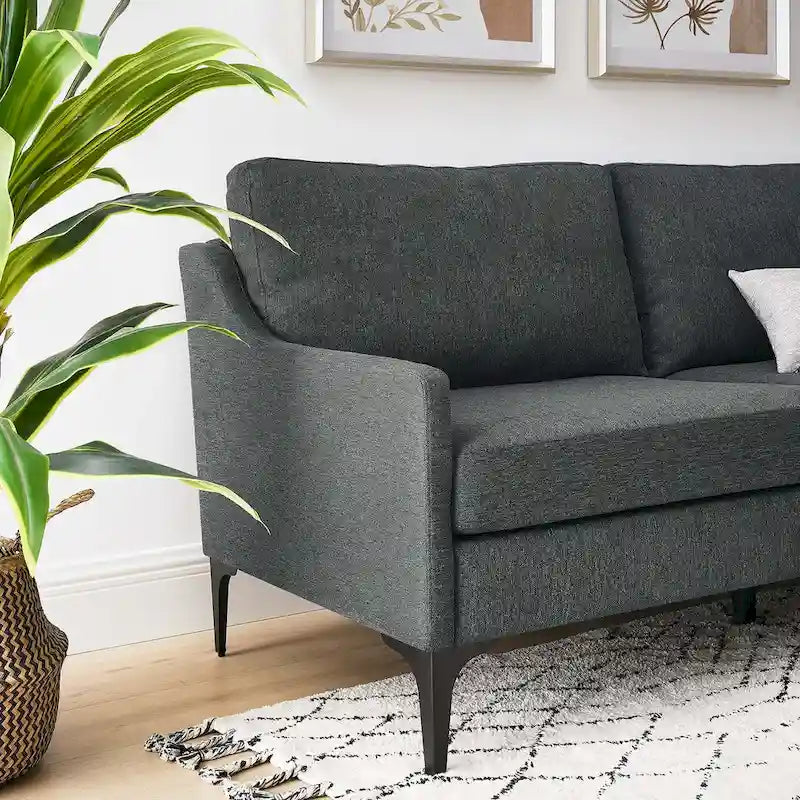 Mid-Century Modern Upholstered Fabric Sofa