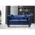 Crushed Velvet Nailhead Chesterfield Loveseat