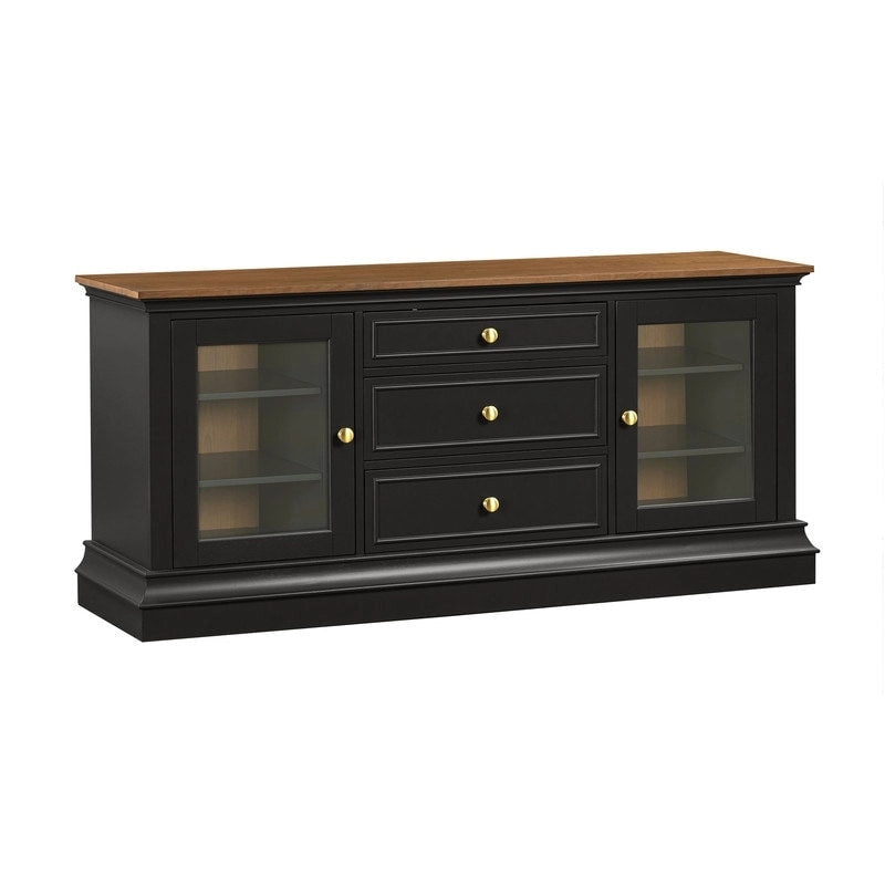Traditional TV Console with Glass Doors & Adjustable Shelves