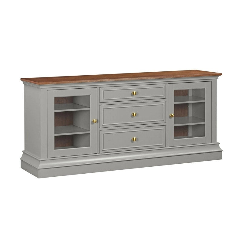 Traditional TV Console with Glass Doors & Adjustable Shelves