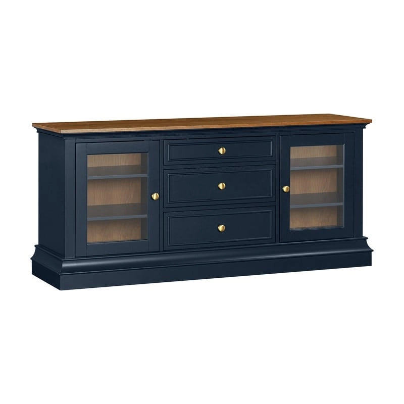 Traditional TV Console with Glass Doors & Adjustable Shelves