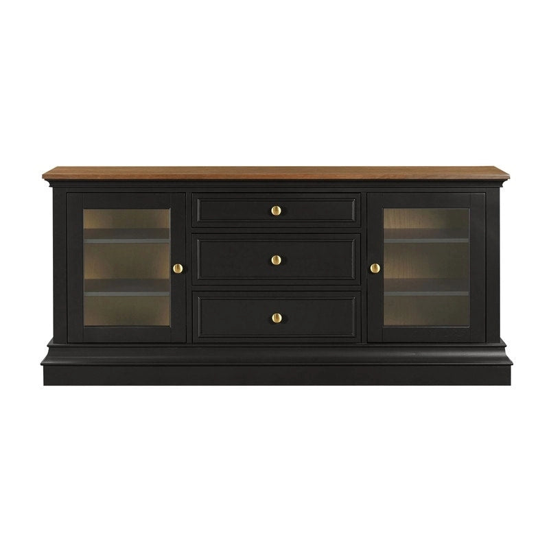 Traditional TV Console with Glass Doors & Adjustable Shelves