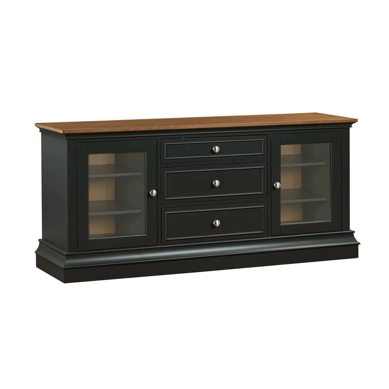 Traditional TV Console with Glass Doors & Adjustable Shelves