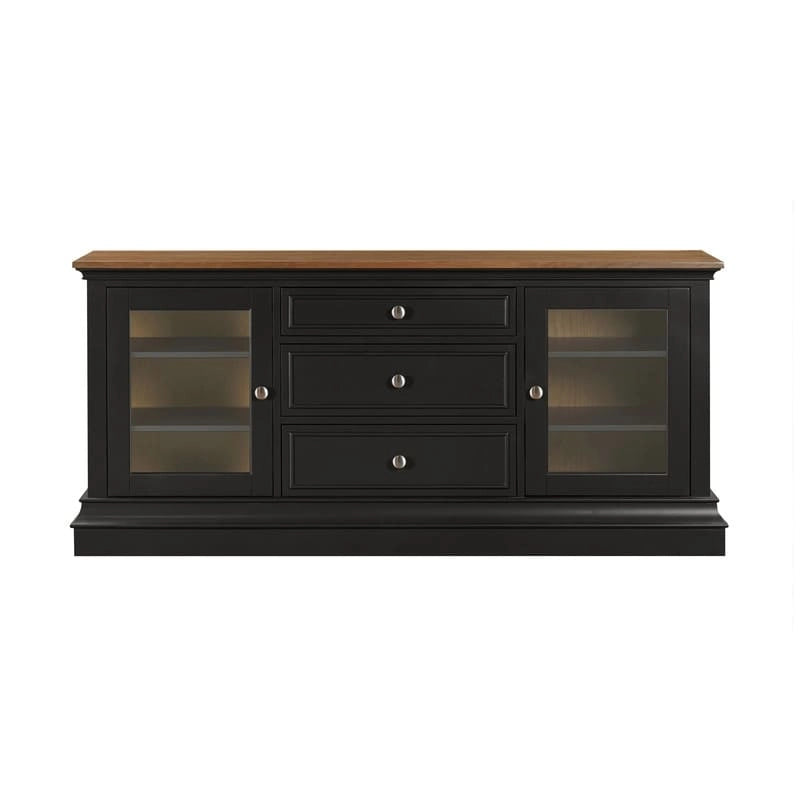 Traditional TV Console with Glass Doors & Adjustable Shelves