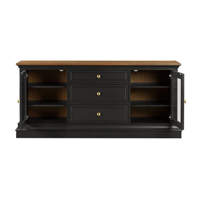 Traditional TV Console with Glass Doors & Adjustable Shelves