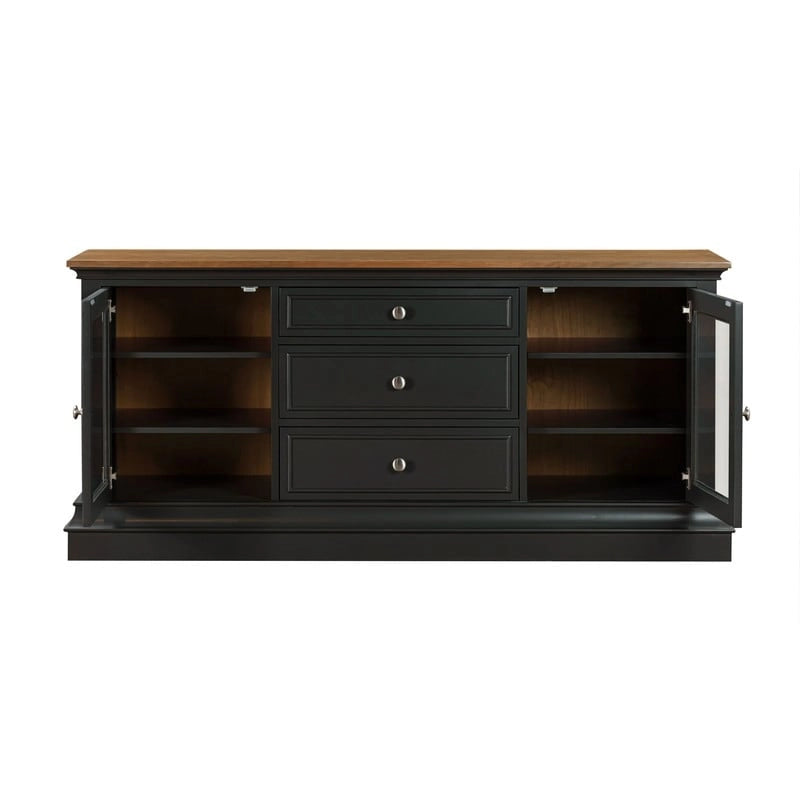 Traditional TV Console with Glass Doors & Adjustable Shelves