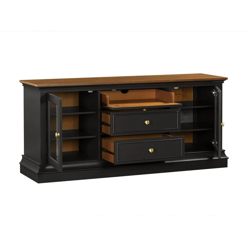 Traditional TV Console with Glass Doors & Adjustable Shelves