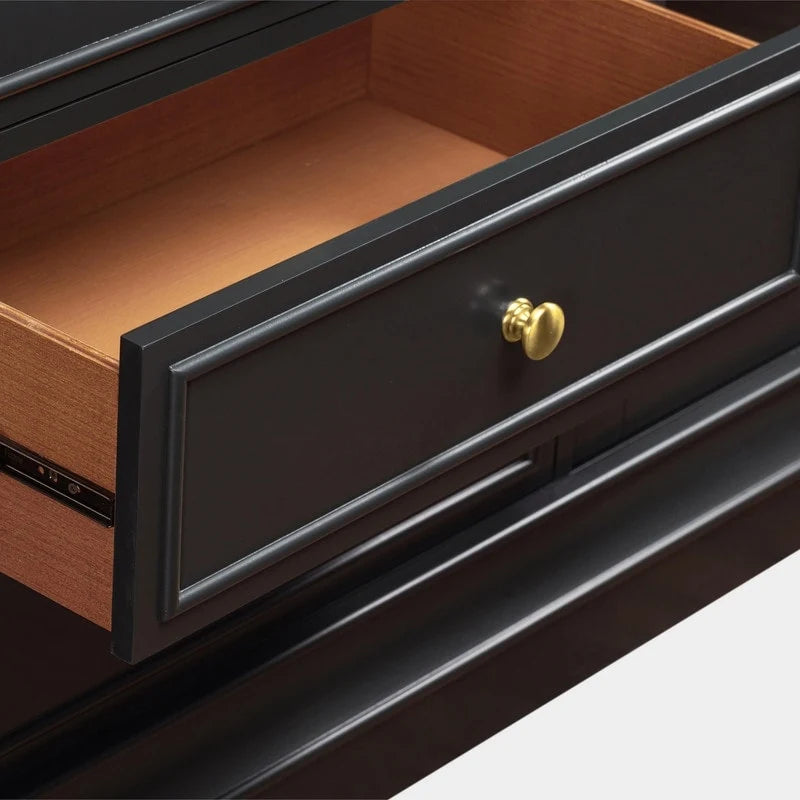 Traditional TV Console with Glass Doors & Adjustable Shelves