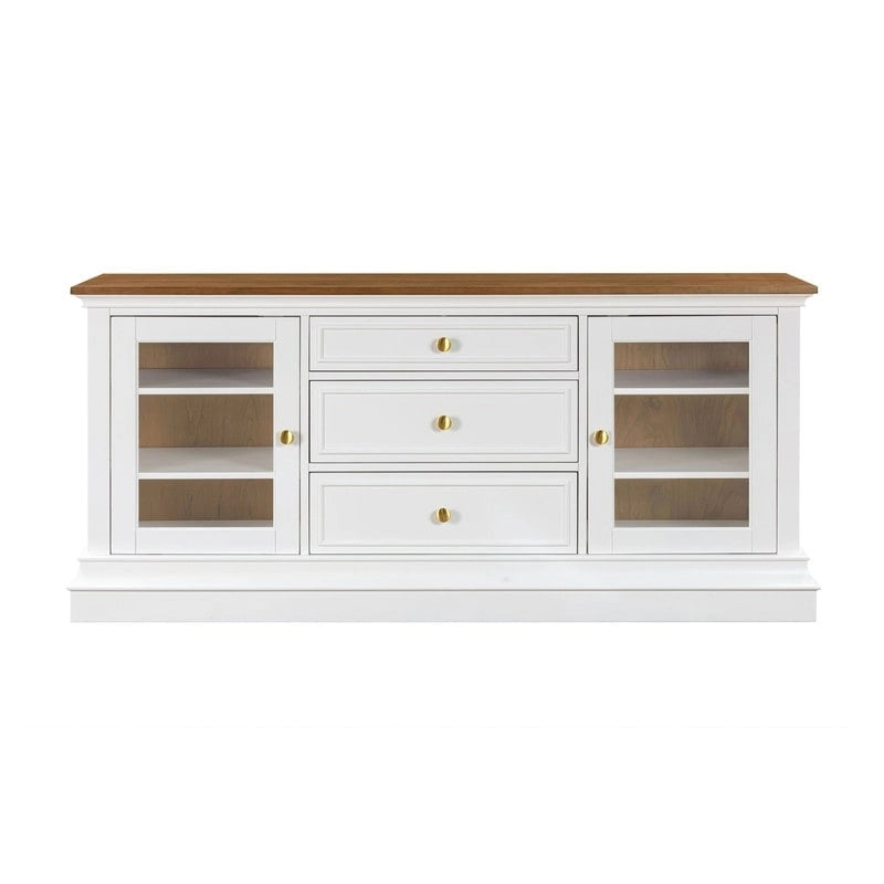 Traditional TV Console with Glass Doors & Adjustable Shelves