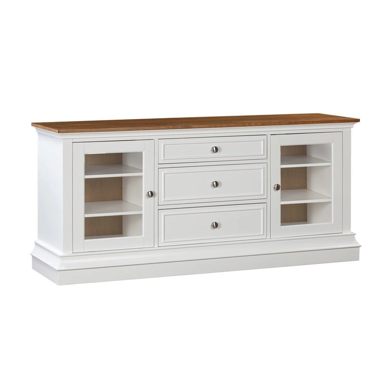 Traditional TV Console with Glass Doors & Adjustable Shelves