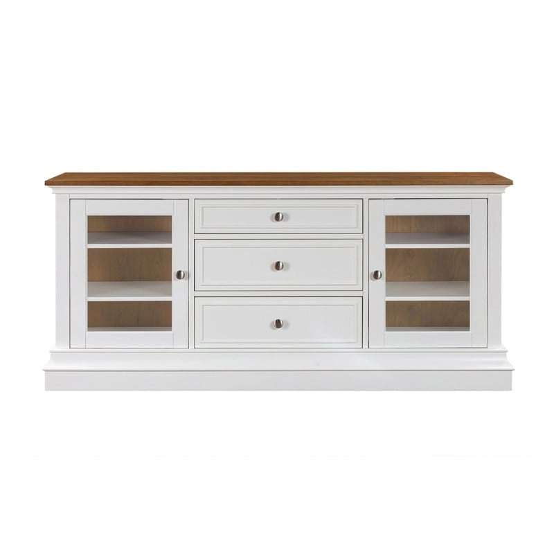 Traditional TV Console with Glass Doors & Adjustable Shelves